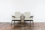 Pair of armchairs, beech wood, Poland, 1960s