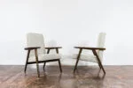 Pair of armchairs, beech wood, Poland, 1960s