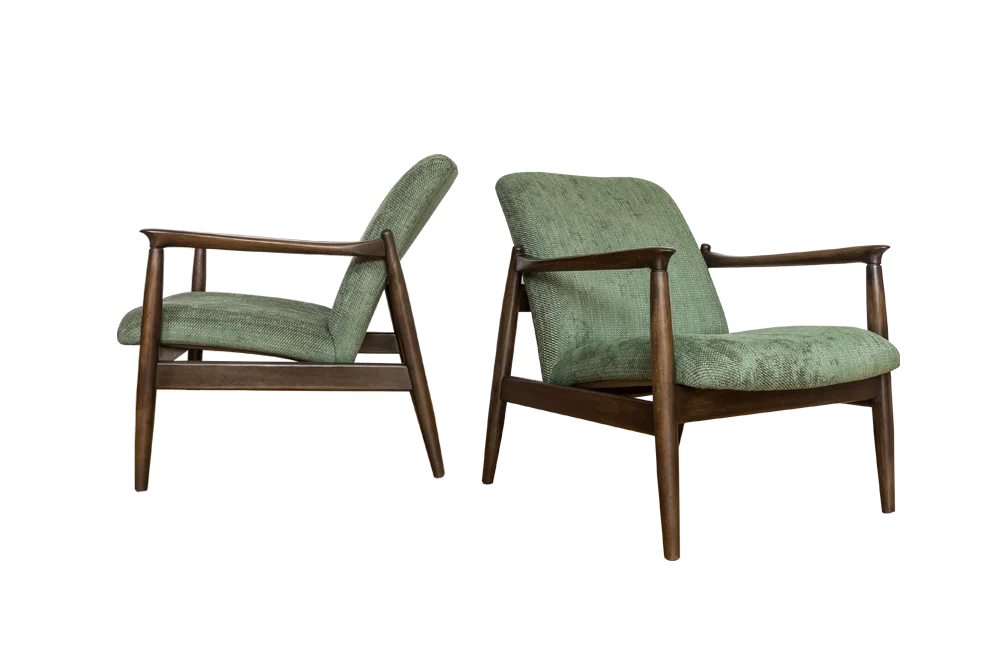 Pair of GFM-64 armchairs designed by Edmund Homa, Gościcińska Fabryka Mebli, Poland, 1960s