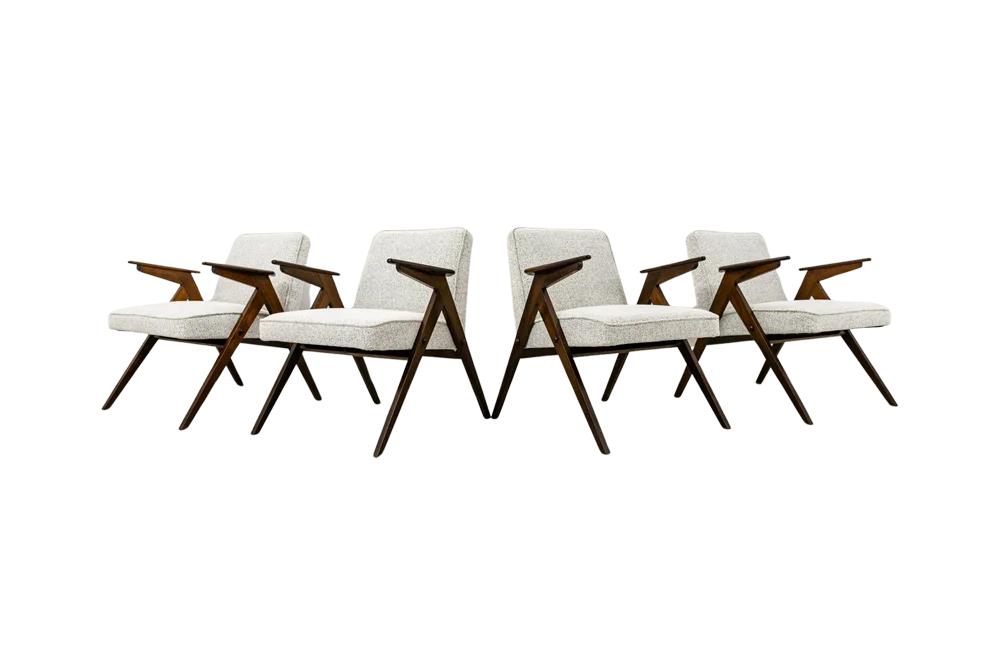 4 “Bunny” Armchairs, Model 300-177, Dolnośląska Fabryka Mebli, Poland, 1970s