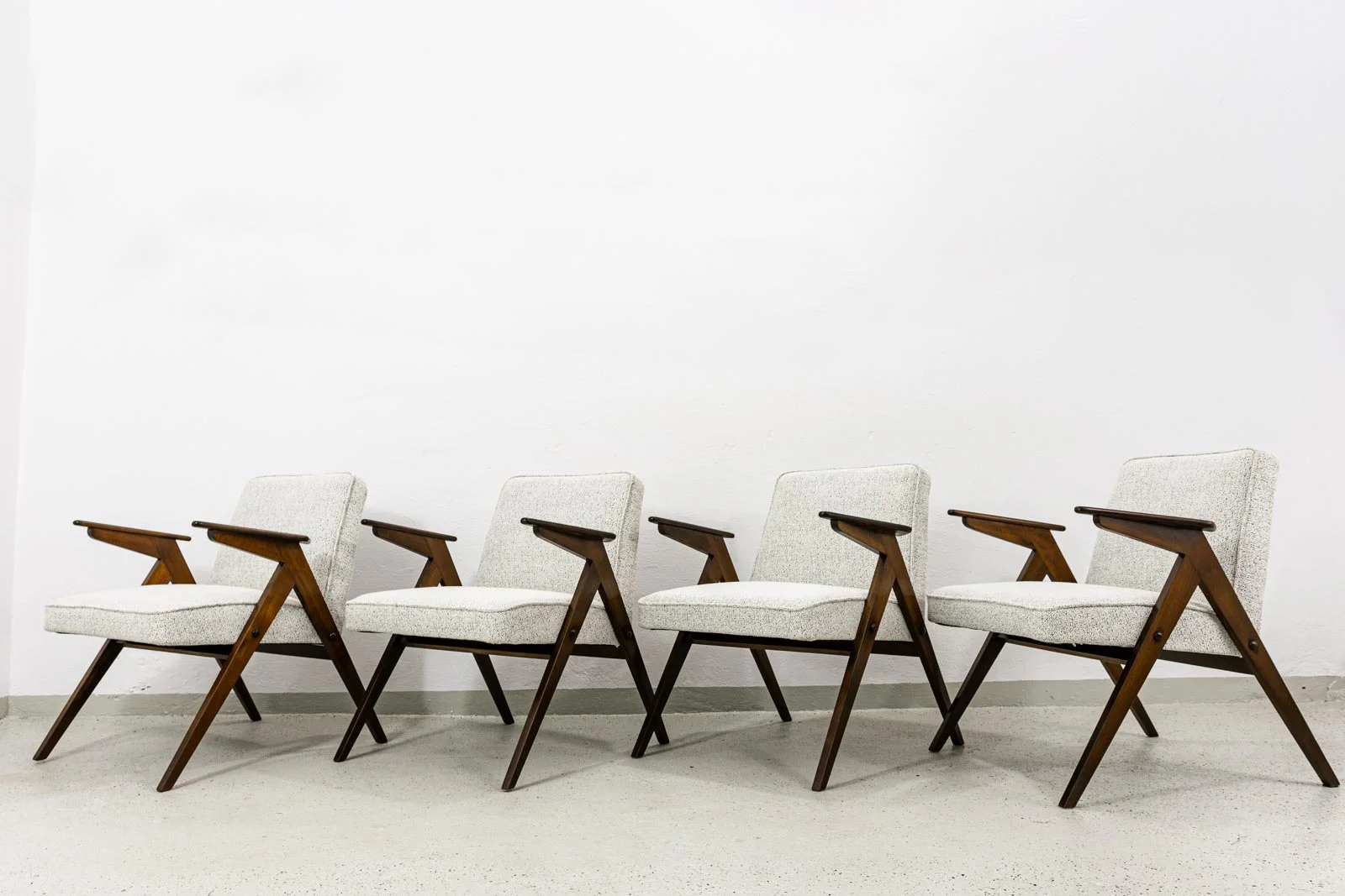 4 “Bunny” Armchairs, Model 300-177, Dolnośląska Fabryka Mebli, Poland, 1970s