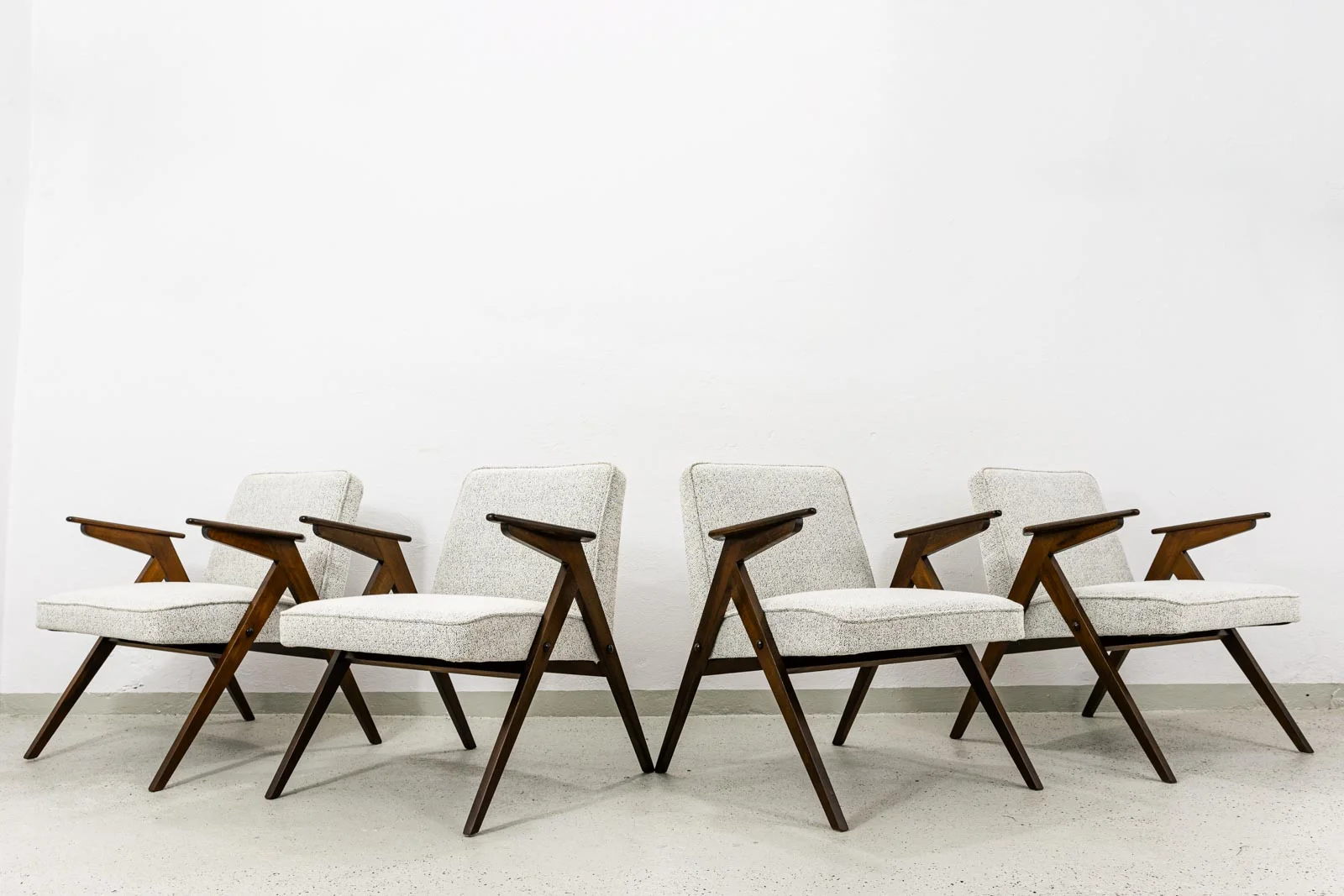 4 “Bunny” Armchairs, Model 300-177, Dolnośląska Fabryka Mebli, Poland, 1970s