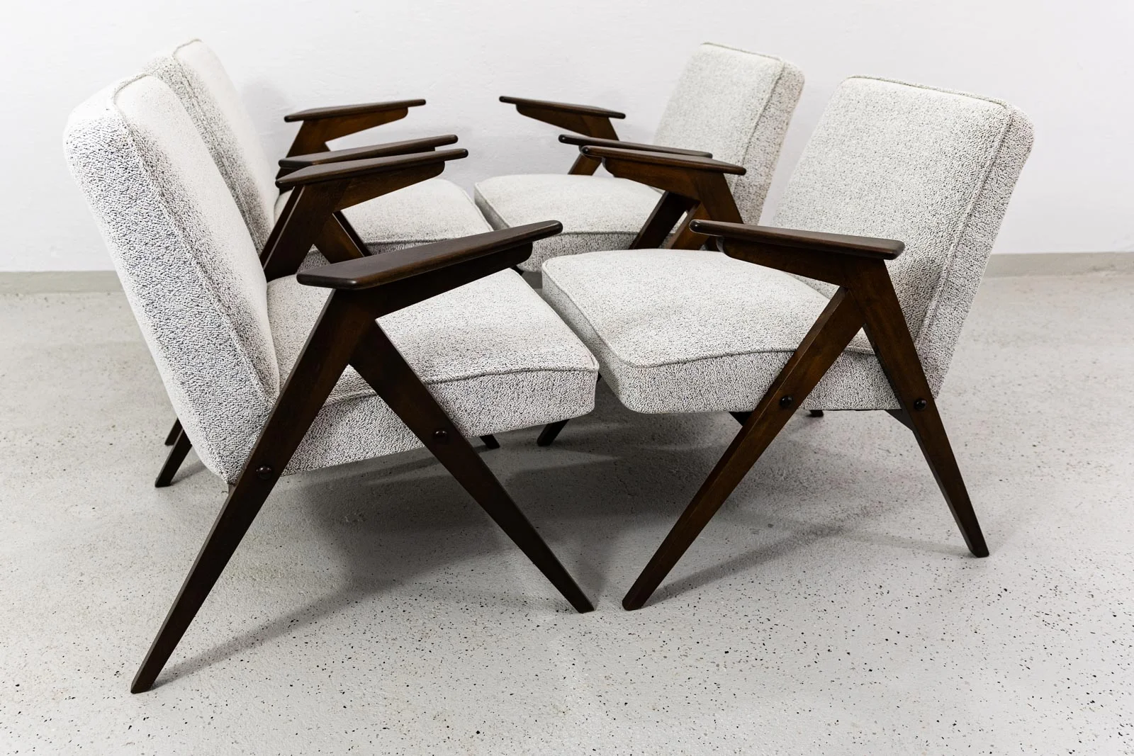 4 “Bunny” Armchairs, Model 300-177, Dolnośląska Fabryka Mebli, Poland, 1970s