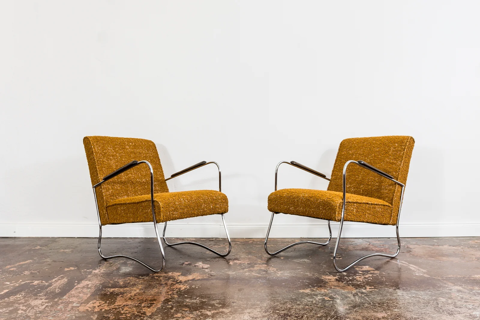 Pair of Bauhaus-Style Armchairs, Fabryka Mebli Wschód, Zadziele, Poland, 1950s