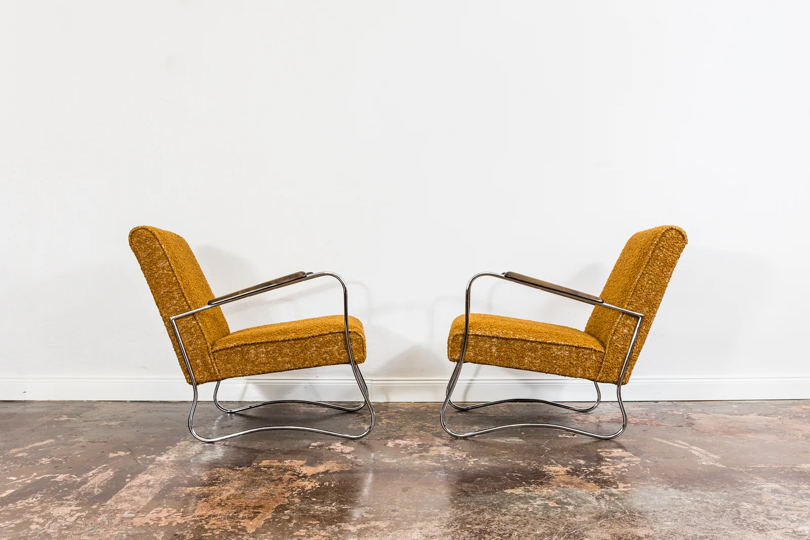 Pair of Bauhaus-Style Armchairs, Fabryka Mebli Wschód, Zadziele, Poland, 1950s