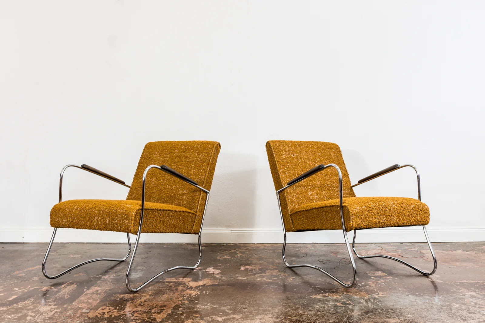 Pair of Bauhaus-Style Armchairs, Fabryka Mebli Wschód, Zadziele, Poland, 1950s