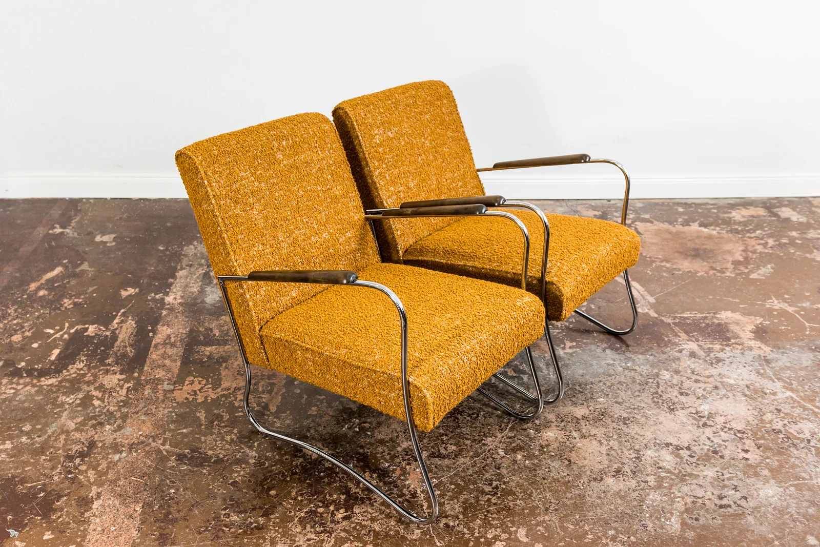 Pair of Bauhaus-Style Armchairs, Fabryka Mebli Wschód, Zadziele, Poland, 1950s