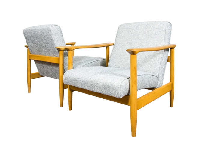Pair of GFM-142 Armchairs, designed by Edmund Homa, Gościcińska Fabryka Mebli, Poland, 1960s