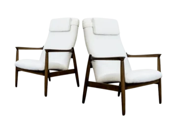 Pair of GFM-64 High-Back Armchairs, Designed by Edmund Homa, Gościcińska Fabryka Mebli, Poland, 1960s