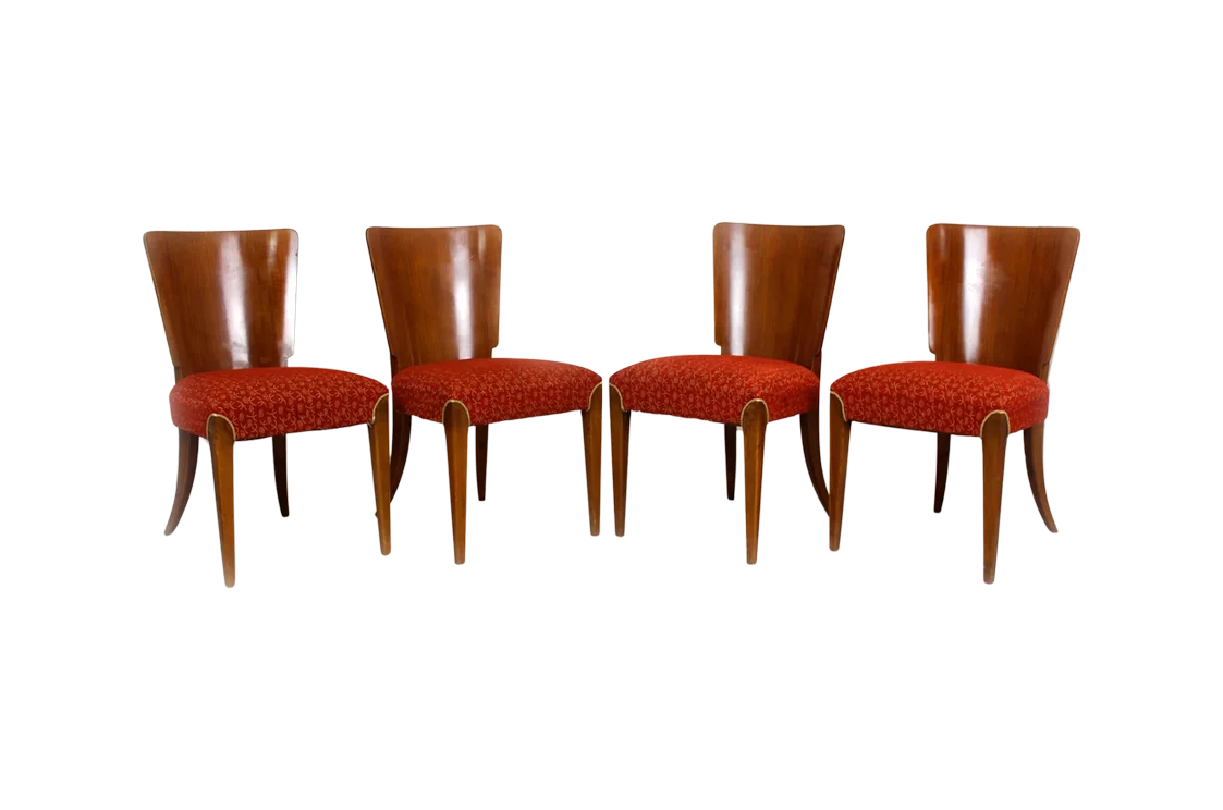 Set of 4 H-214 chairs, designed by J. Halabala, UP Závody, 1950s