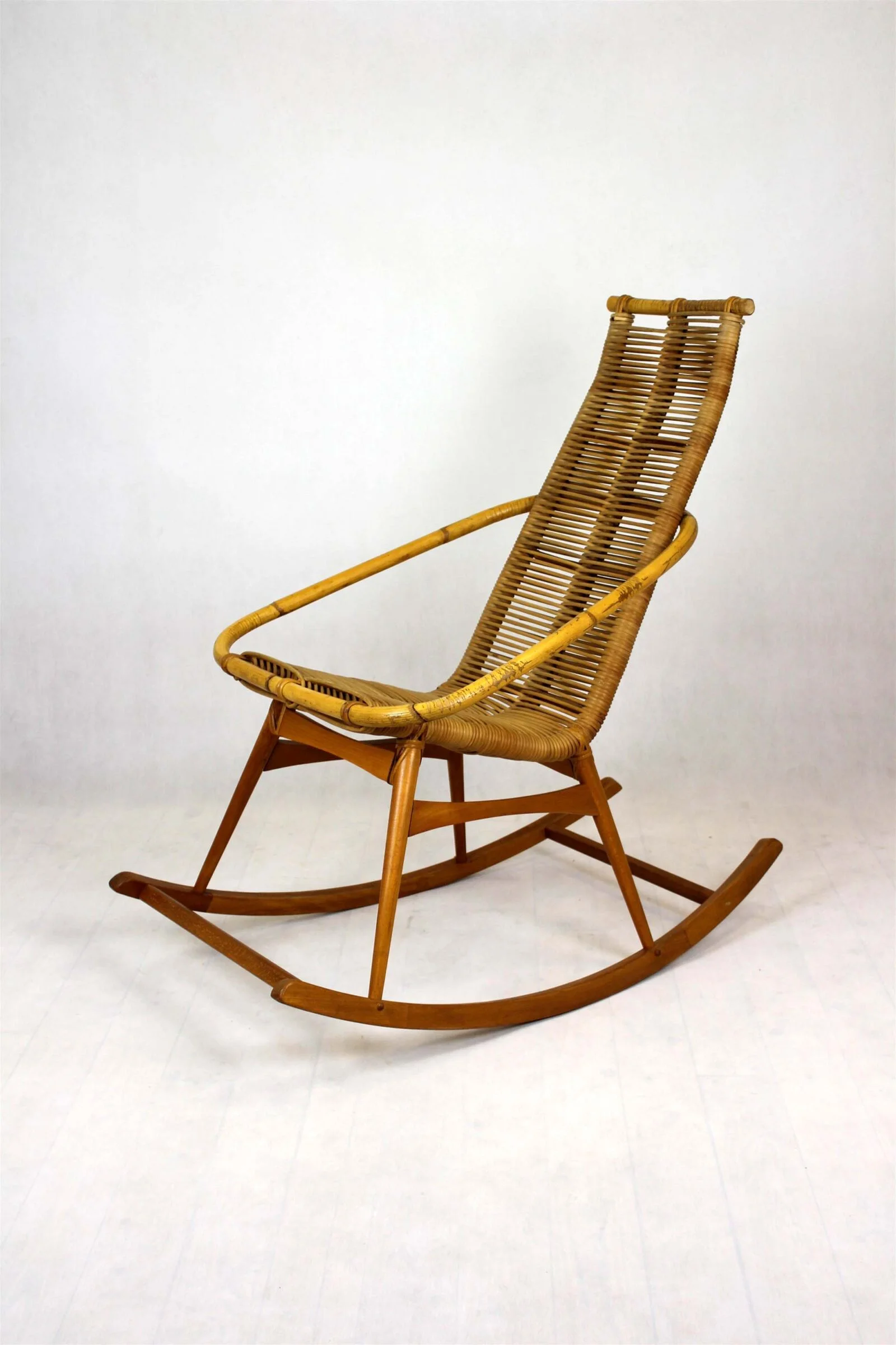 Rattan Rocking Chair, Czechoslovakia, 1960s