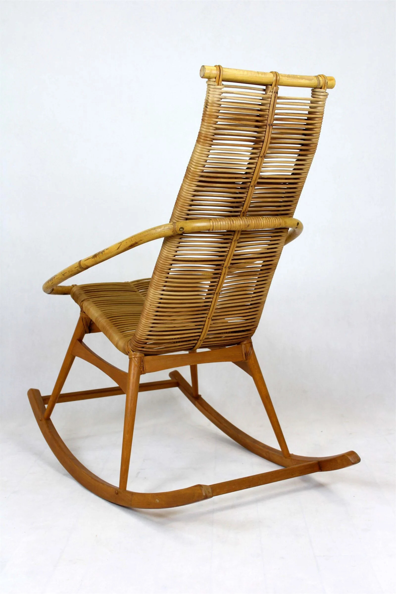 Rattan Rocking Chair, Czechoslovakia, 1960s