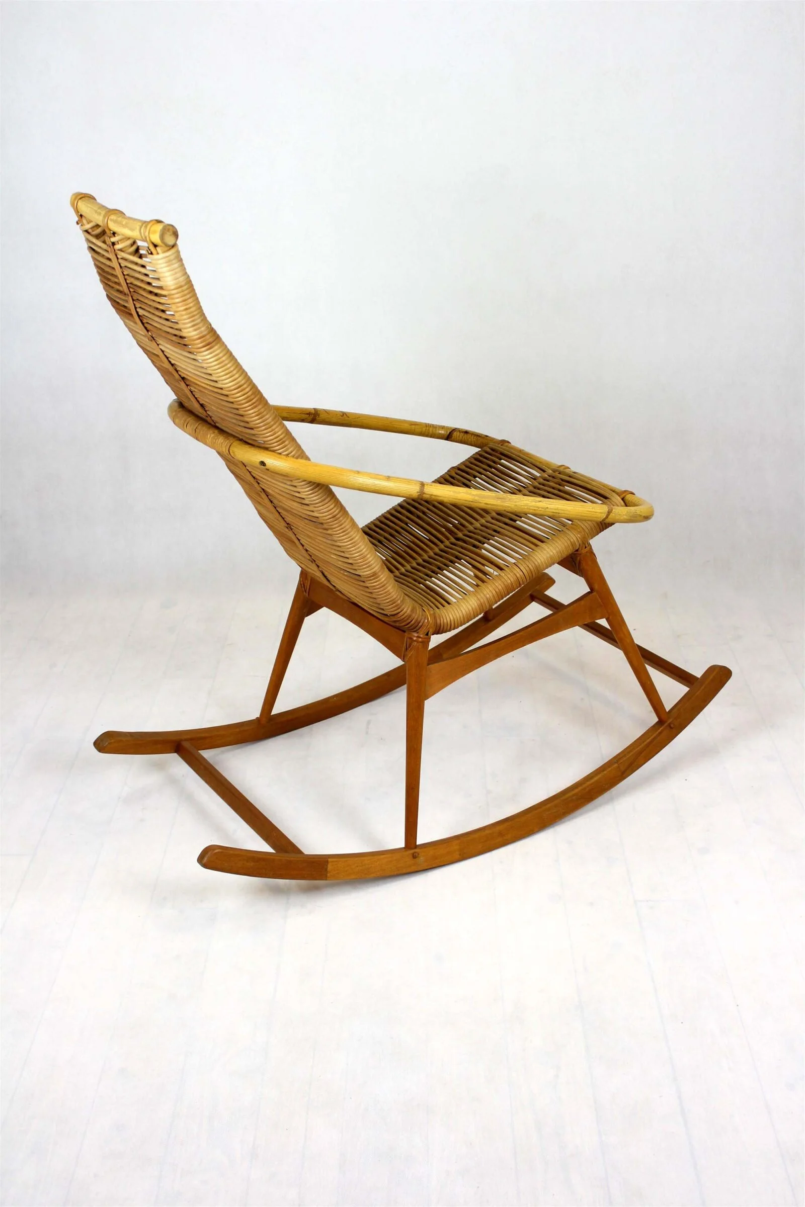 Rattan Rocking Chair, Czechoslovakia, 1960s