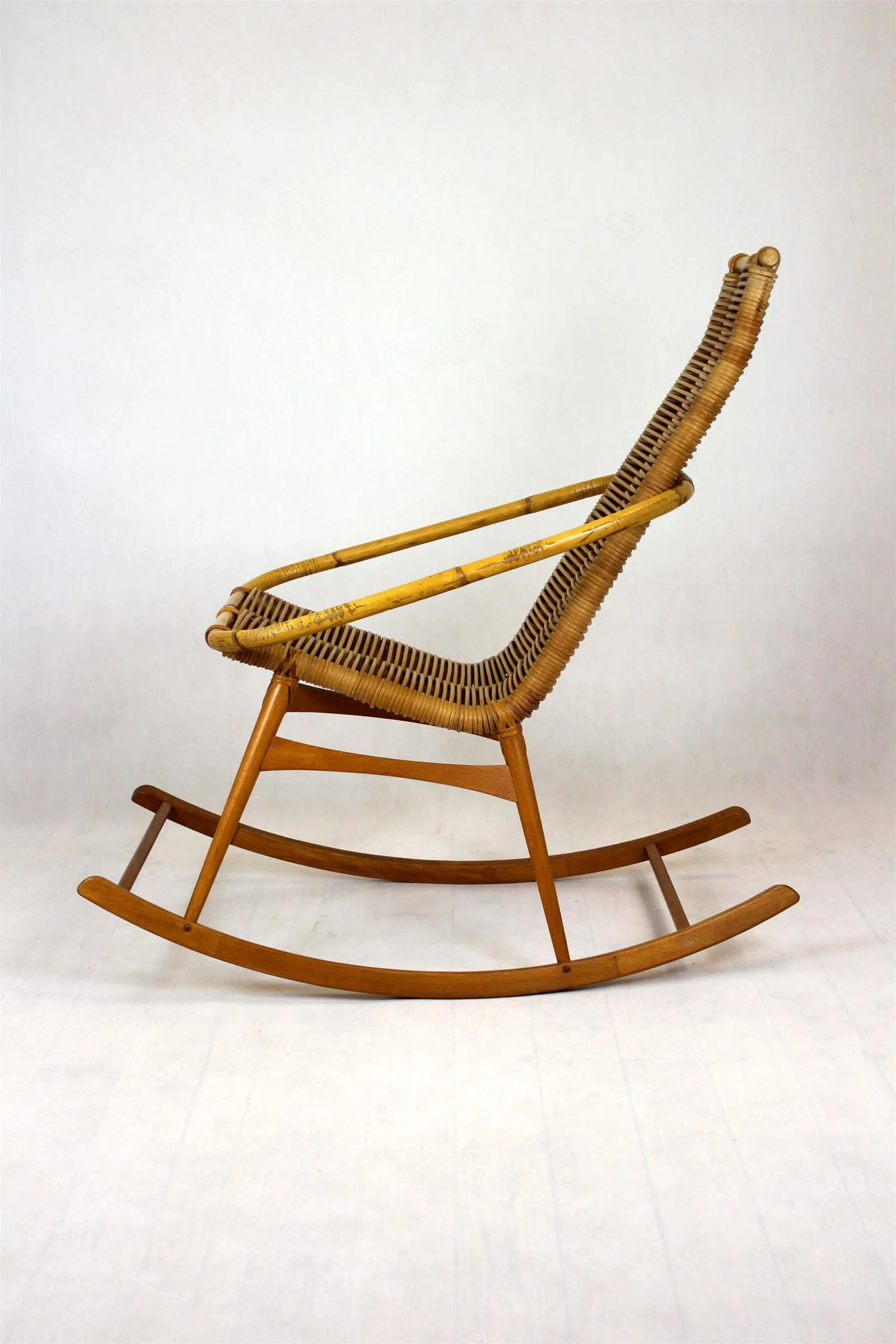 Rattan Rocking Chair, Czechoslovakia, 1960s