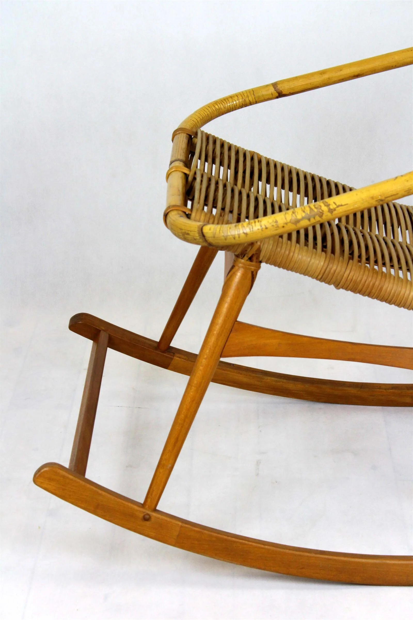 Rattan Rocking Chair, Czechoslovakia, 1960s
