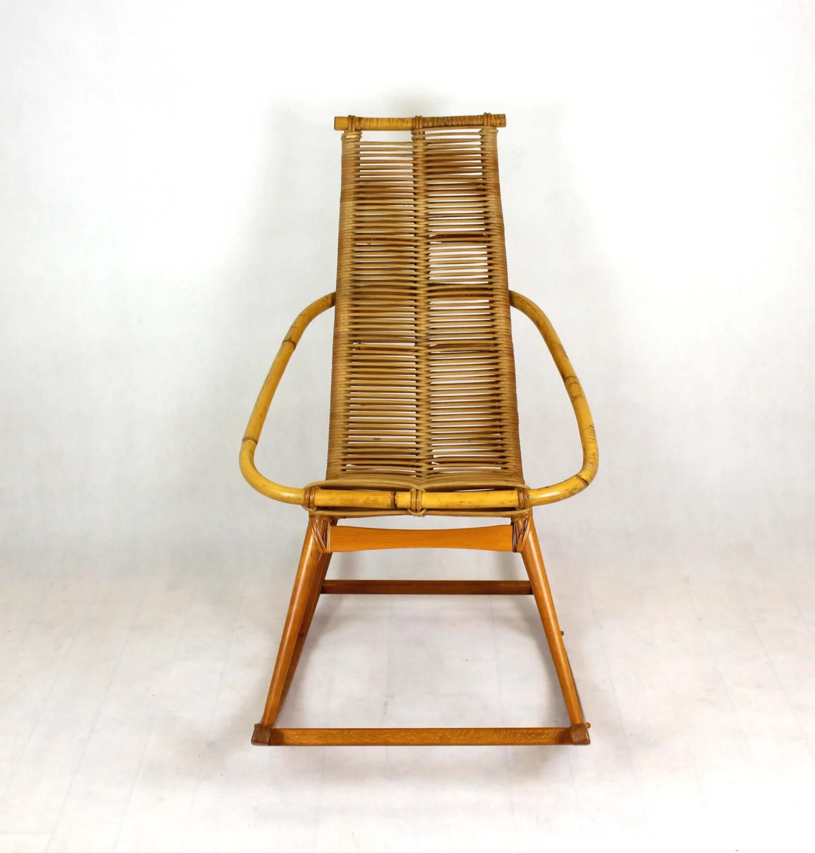 Rattan Rocking Chair, Czechoslovakia, 1960s
