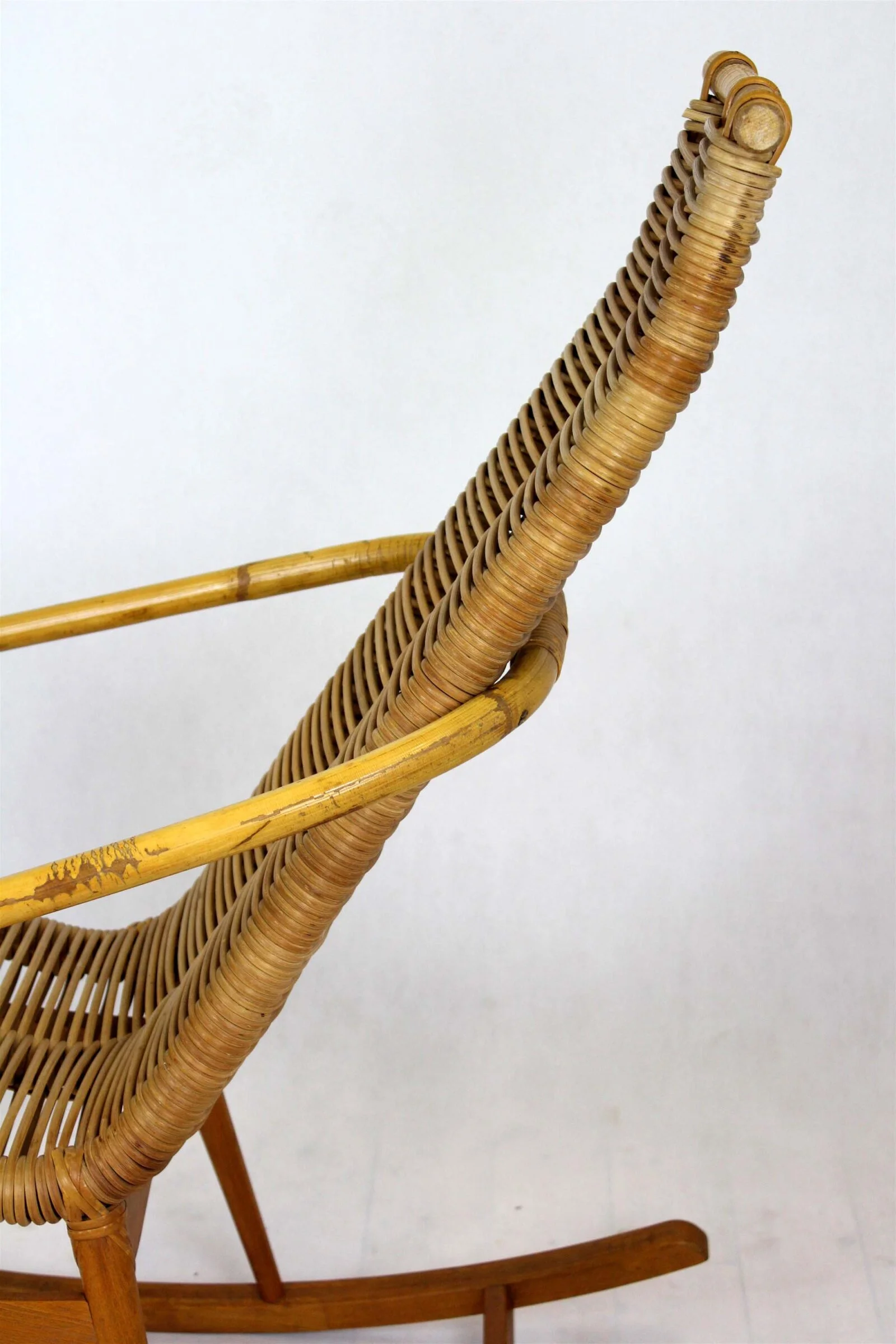 Rattan Rocking Chair, Czechoslovakia, 1960s