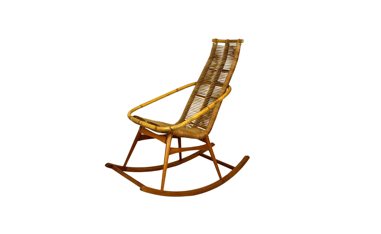 Rattan Rocking Chair, Czechoslovakia, 1960s