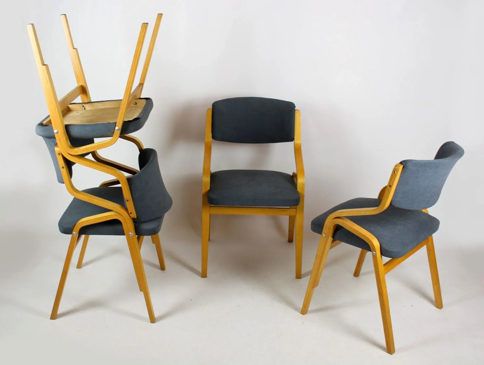 Set of 4 chairs, designed by Ludvik Volak, Holesov, Czechoslovakia, 1970s