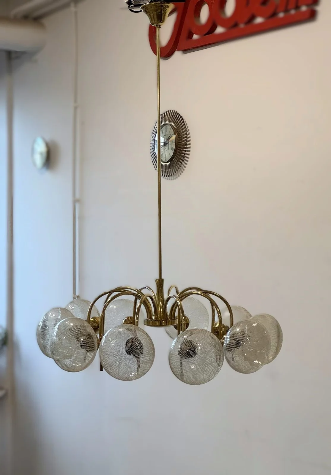 10-Arm Brass Chandelier, 1970s