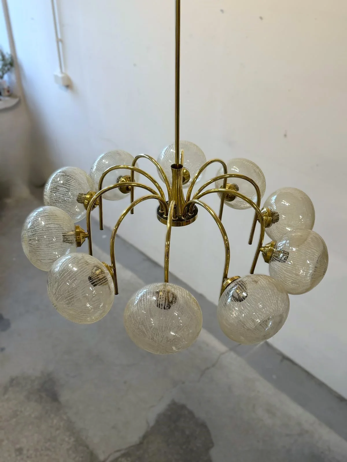 10-Arm Brass Chandelier, 1970s