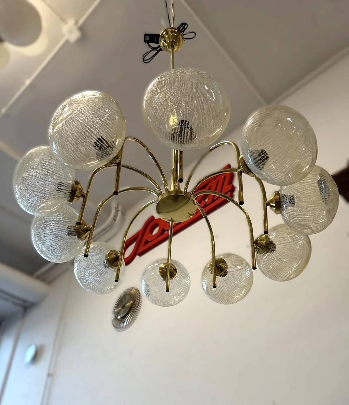 10-Arm Brass Chandelier, 1970s