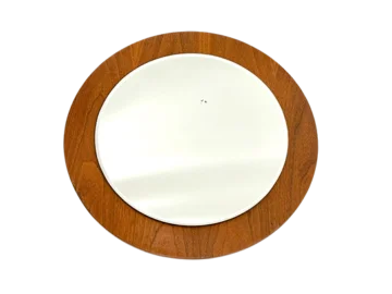 Round mirror, teak, Denmark, 1970s