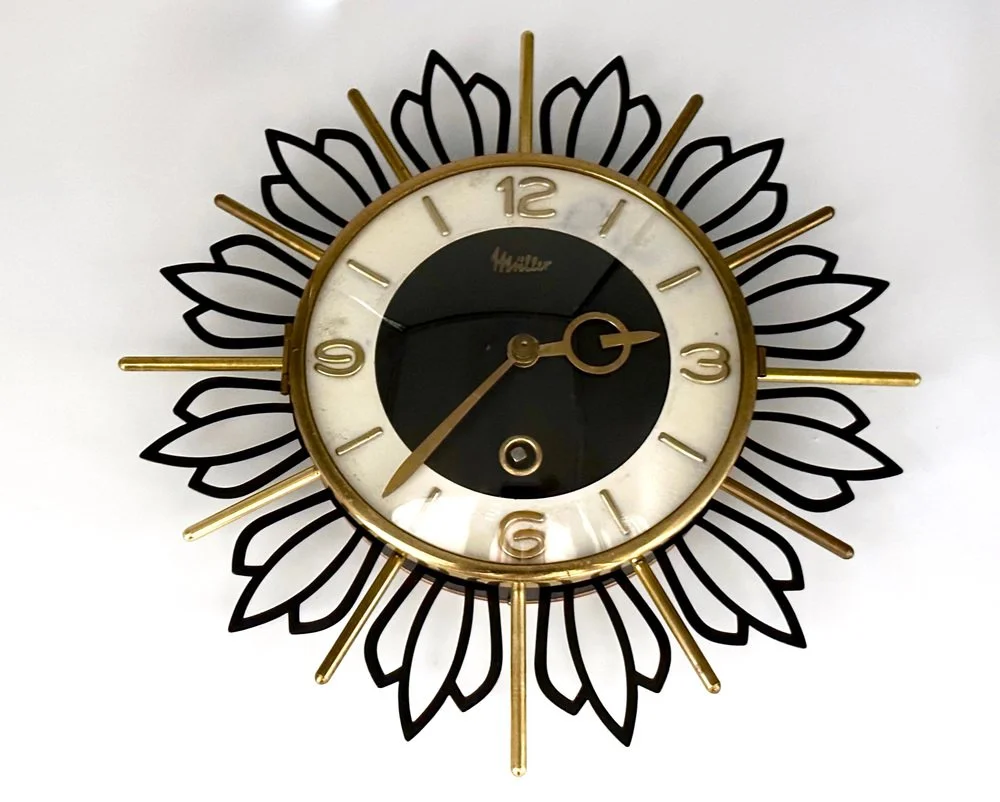 Sunburst clock, Müller, Germany, 1960s