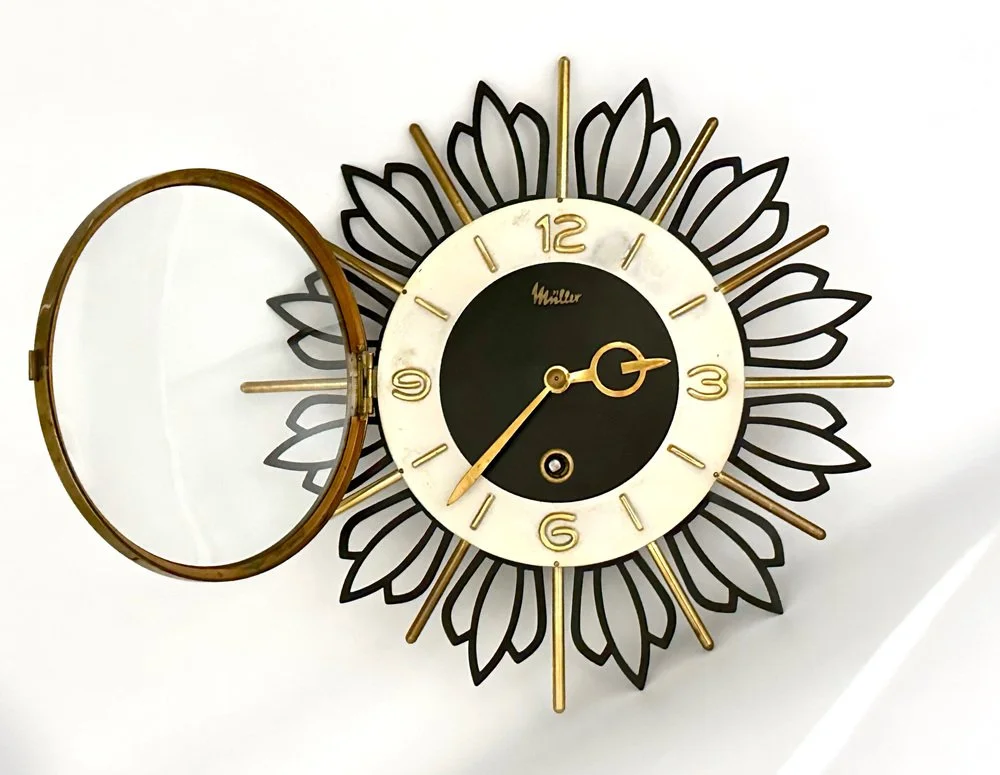 Sunburst clock, Müller, Germany, 1960s