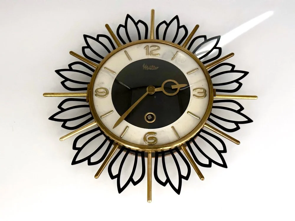 Sunburst clock, Müller, Germany, 1960s