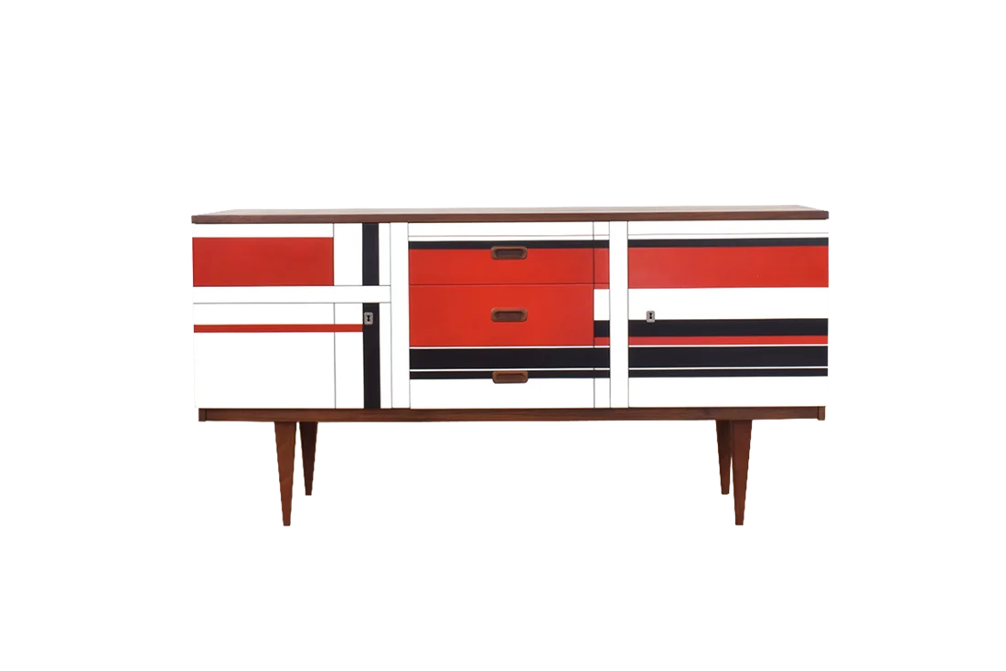 Sideboard z malaturą w stylu op-art, Niemcy, lata 60