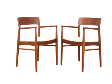 Pair of Chairs, Teak, Designed by H. Kjærnulf, Korup Stolefabrik, Denmark, 1960s