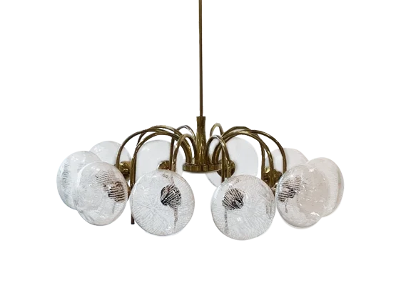 10-Arm Brass Chandelier, 1970s