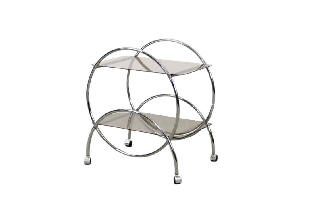 Chromed bar cart with glass tops, IKEA, Sweden, 1970s