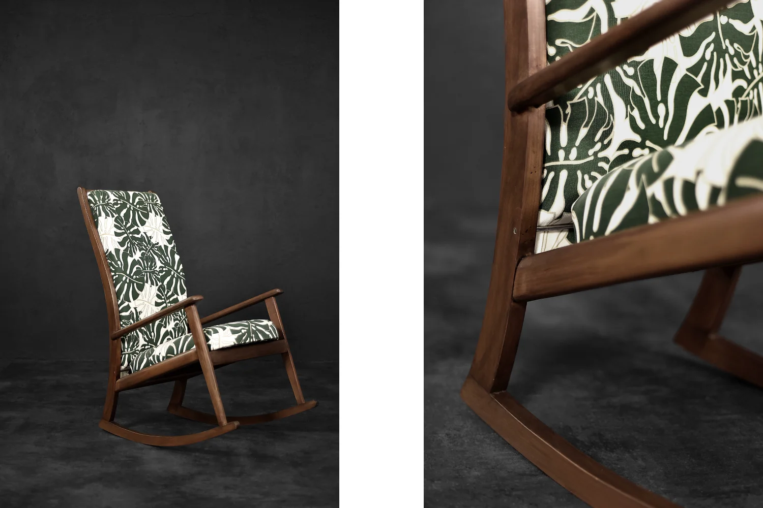Wooden rocking armchair, Denmark, 1960s