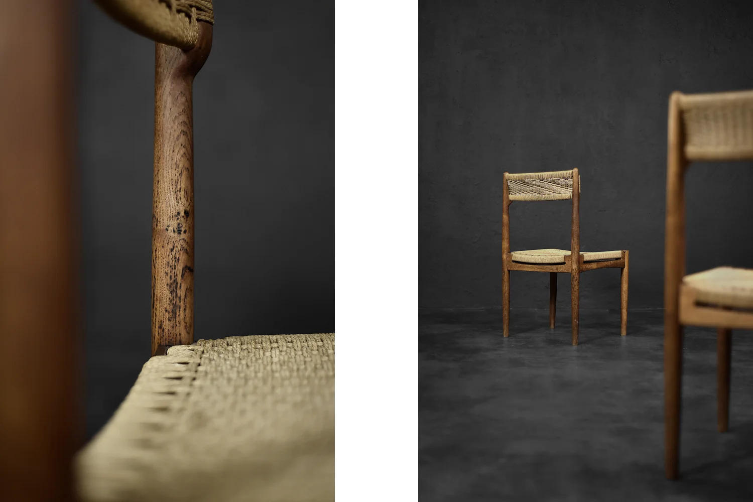 Set of 4 oak chairs, designed by E. Knudsen, K. Knudsen & Søn, Denmark, 1952