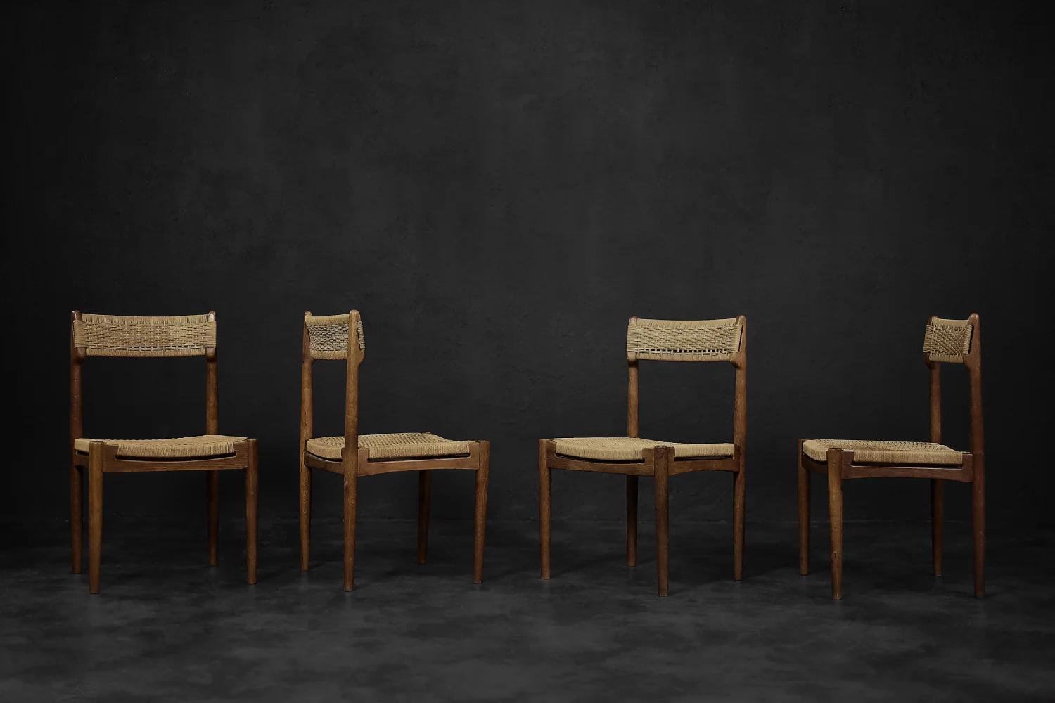 Set of 4 oak chairs, designed by E. Knudsen, K. Knudsen & Søn, Denmark, 1952