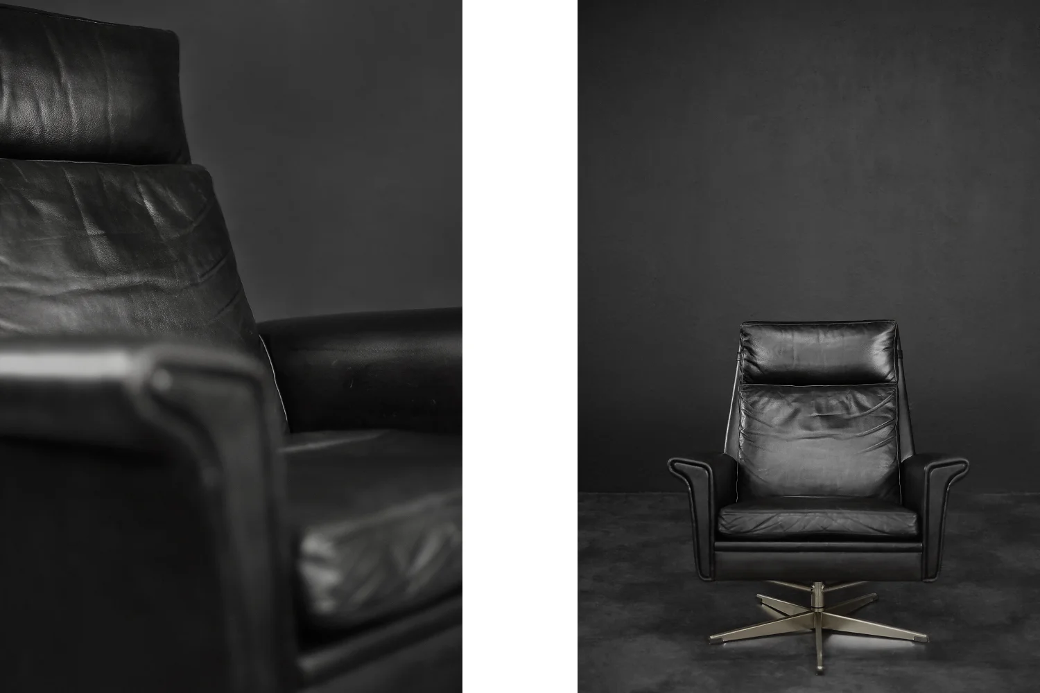 Leather swivel armchair, designed by Georg Thams, Denmark, 1960s