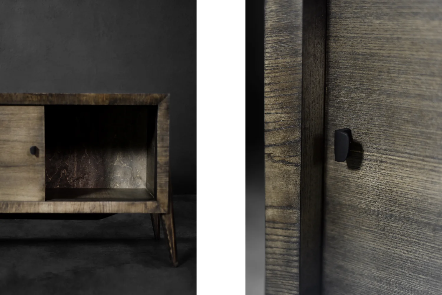 Sideboard with metal handles, ash, Scandinavia, 1960s