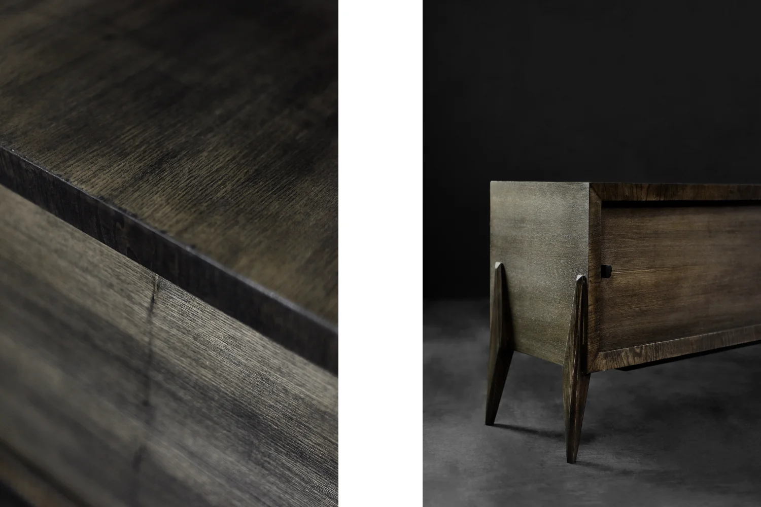 Sideboard with metal handles, ash, Scandinavia, 1960s