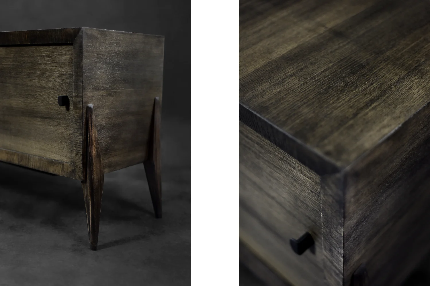 Sideboard with metal handles, ash, Scandinavia, 1960s