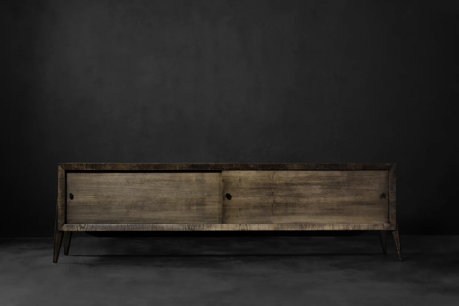 Sideboard with metal handles, ash, Scandinavia, 1960s