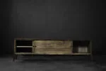 Sideboard with metal handles, ash, Scandinavia, 1960s