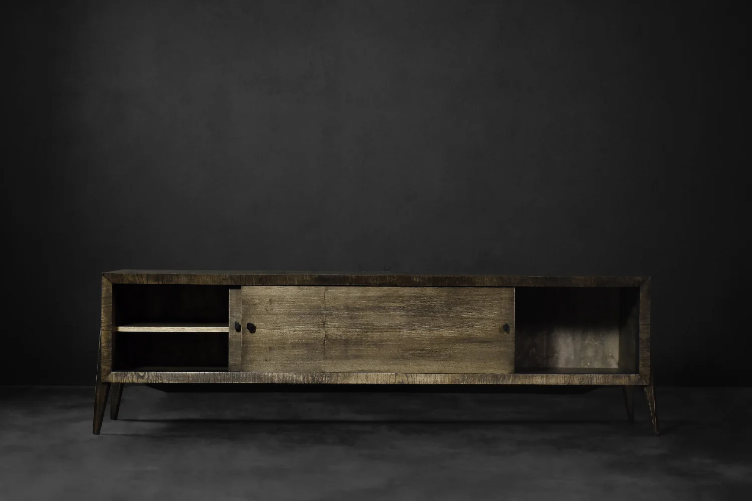 Sideboard with metal handles, ash, Scandinavia, 1960s