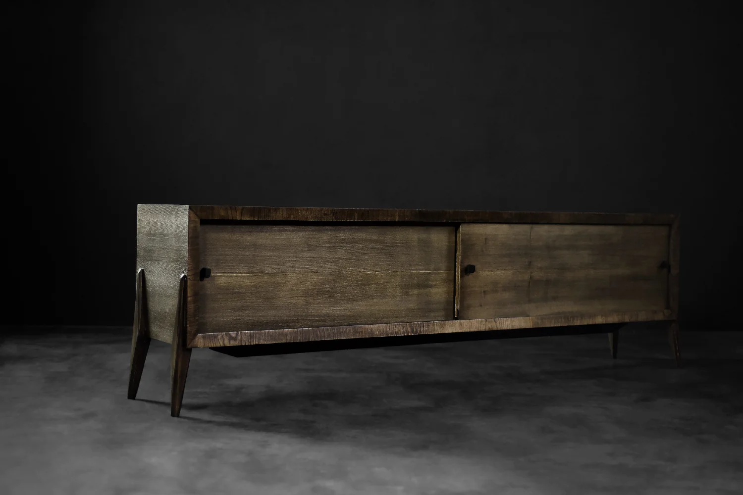 Sideboard with metal handles, ash, Scandinavia, 1960s