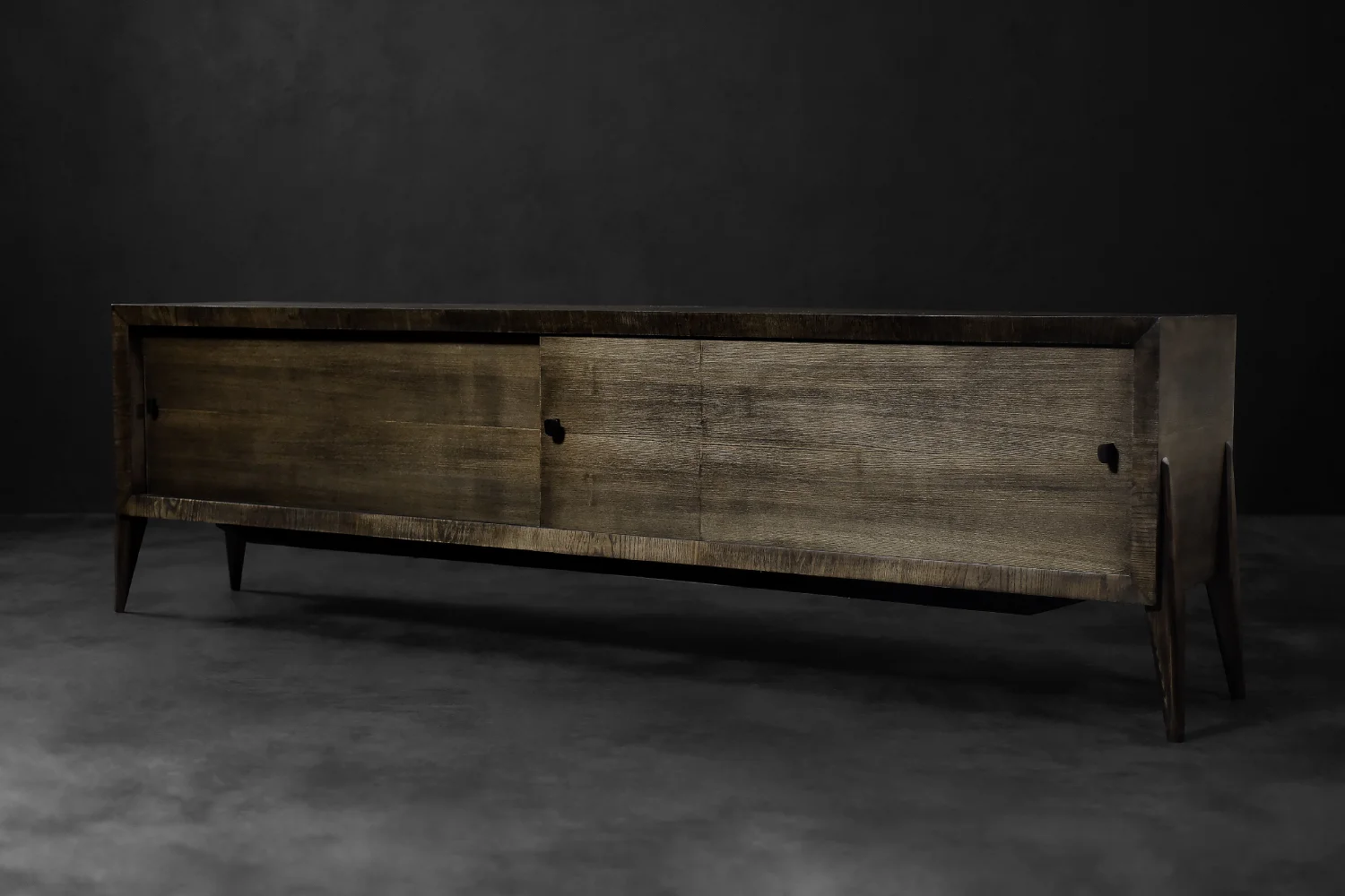 Sideboard with metal handles, ash, Scandinavia, 1960s