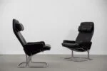 Pair of vintage leather armchairs, Ire Möbel AB, Sweden, 1970s
