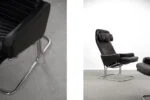 Pair of vintage leather armchairs, Ire Möbel AB, Sweden, 1970s
