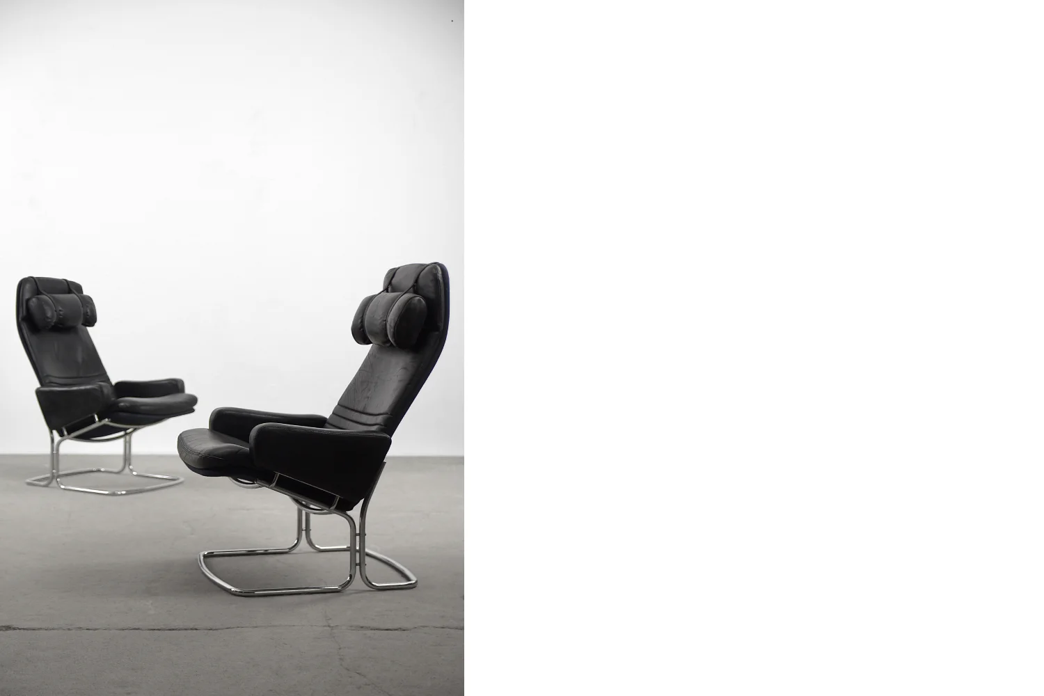 Pair of vintage leather armchairs, Ire Möbel AB, Sweden, 1970s