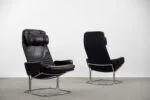 Pair of vintage leather armchairs, Ire Möbel AB, Sweden, 1970s